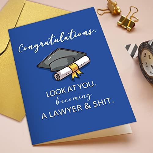 Cartão de graduação engraçado de qiliji para estudante de direito, cartão de graduação do advogado, olhe para você