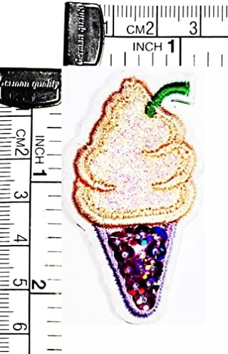 Kleenplus 3pcs. Mini sorvete de desenho animado remendo de lantejoulas bordadas de sorvete de sorvete em crachá costurar em roupas