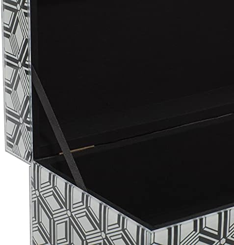 Deco 79 Conjunto de 2 caixas contemporâneas de madeira preta, 11, 9 polegadas