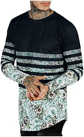 Camisetas de manga comprida para homens design de moda listrado gradiente floral camise
