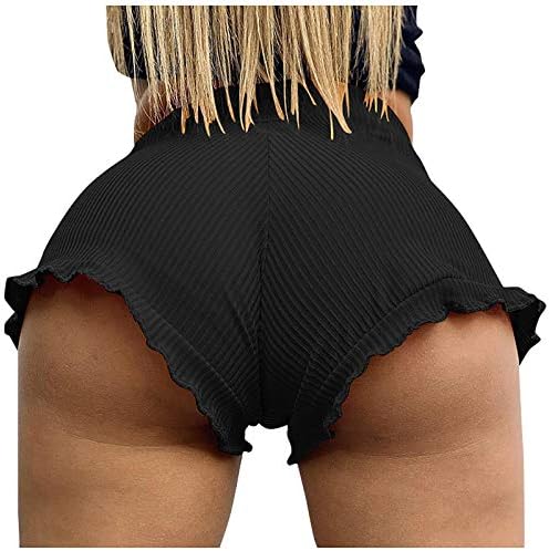 Mini shorts huojing para mulheres de alta cintura altas trocas de verão shorts com babados de shorts esportivos apertados