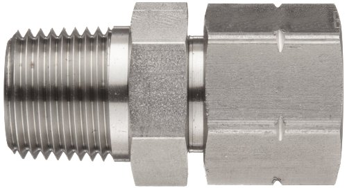 Brennan 1404-02-02-SS Ajuste de tubo de aço inoxidável, adaptador, fêmea de 1/8 NPT x 1/8 NPS fêmea