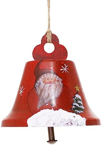 Desenho animado de ferro forjado de Natal pintado à mão Velho Snowman Bell Bell Pingente de Natal Ornamentos de vidro transparente
