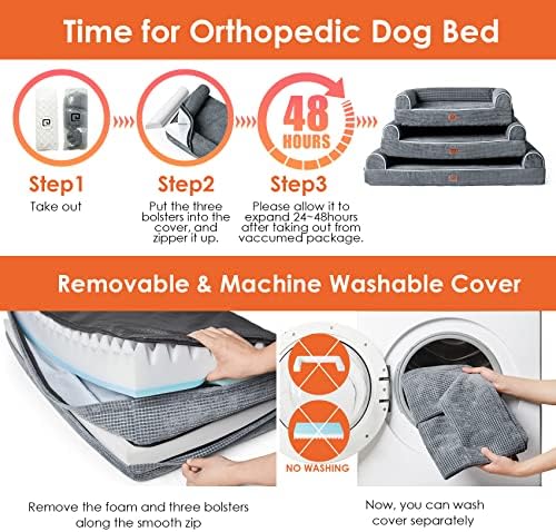 Cama de cães de espuma de memória eheyciga para cães grandes, cama de cachorro extra à prova d'água ortopédica com lados de espuma,