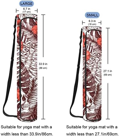 Crânios com hibiscus flor e folhas de palmeira sacos de tapete de ioga saco de transporte de ioga de ioga full para