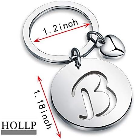 Hollp Inicial Disc Charme Keychain 26 Letra inicial Anel do alfabeto Anel A-Z Inglês Charme Keychain