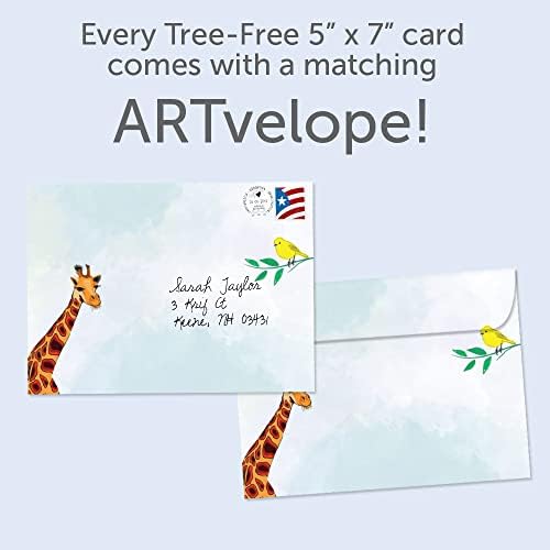 Greetamentos sem árvores Cartão de aniversário Eco Friendly Made in USA Reciclado Papel 5 X7 Hello Giraffe