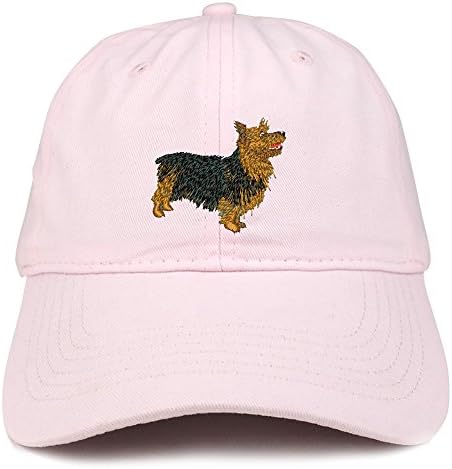 Trendy Apparel Shop Australian Terrier Dog Bordado Capéu de pai macio de algodão