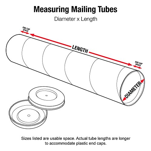 Tubos de correspondência preta Aviditi com tampas, 3 polegadas x 24 polegadas, pacote de 24, para remessa, armazenamento,