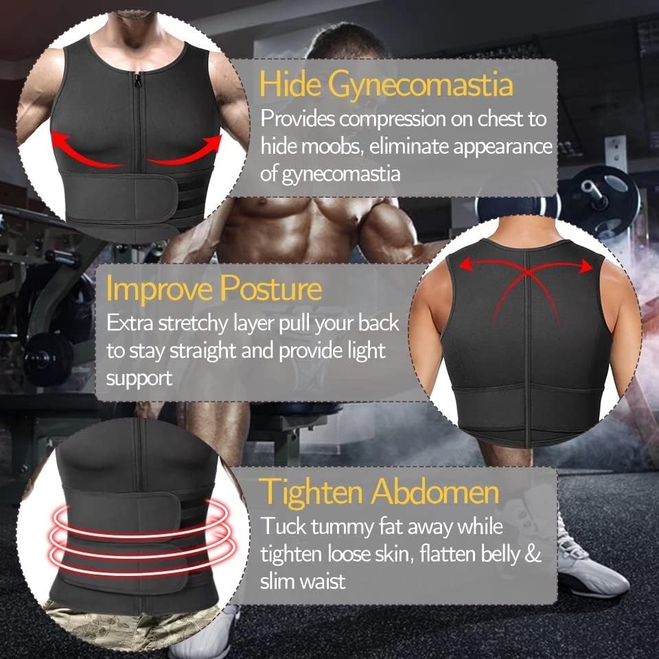 YFSDX Men Menor Body Shaper Ciist Trainer Sauna Terne Sweat Vest Slimming Roufe -Roupa Perda de peso Camisa