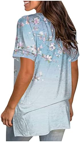 Tops de manga curta para mulheres para mulheres v pescoço de verão tops casuais impressão de manga curta solta camisetas leves