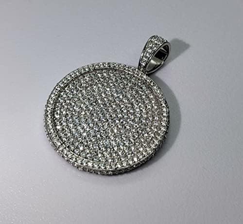 Dtjewels 3 CT Round Round Cut Diamond Men's Disc Medallion Charm Pinging 925 Sterling Silver