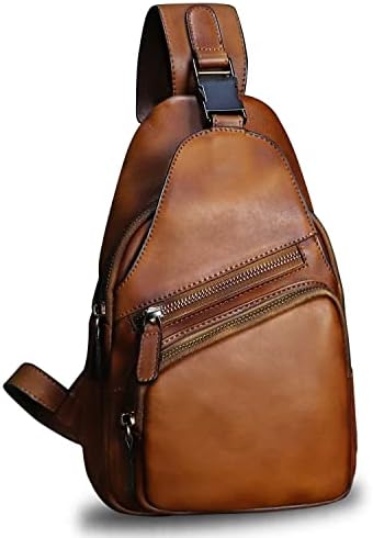 Bolsa de esteira de couro genuína crossbody bolsa artesanal para caminhada Daypack saco de motocicleta saco de mochila retro