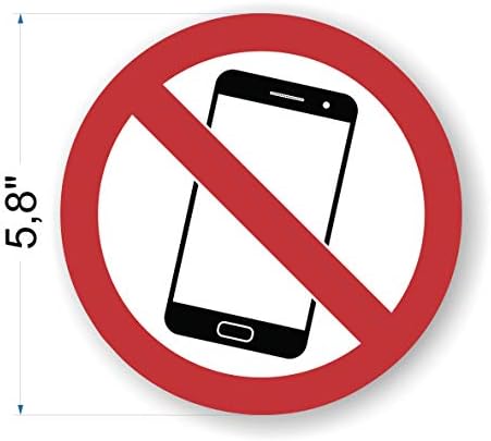 Adesivo de sinalização - telefone, telefone celular, proibido de smartphone - 5 adesivos - 5,8