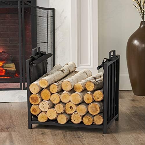 Christopher Knight Home Freda Iron e Canvas Larter Logs, preto, preto fosco