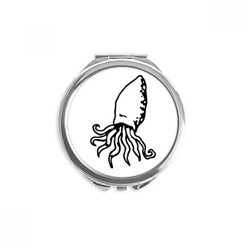 Octopus marine vida ilustração de desenho animado espelho compacto espelho redondo portátil de bolso de bolso
