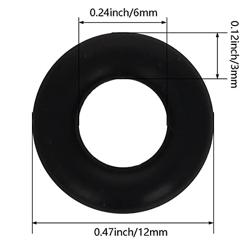 Bettomshin 50pcs nitrila de borracha o-rings, 12 mm OD 6mm ID de 3 mm de largura, arruela métrica de vedação de buna-nitrila de