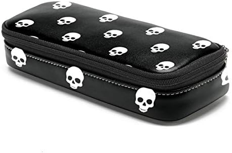 Skulls Padrão de couro de couro de couro com zíper com zíper saco de armazenamento de saco de armazenamento para escritórios