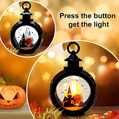 Lanterna de vela sem chamas de Halloween, luzes LED operadas por bateria para decoração de mesa para festas em casa
