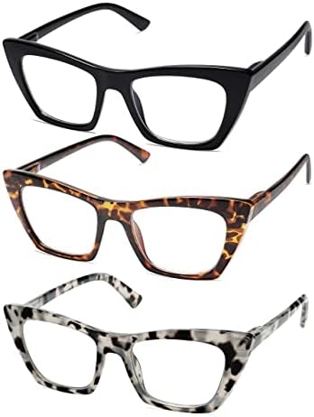 Óculos de leitura de grandes dimensões de amomoma para mulheres, leitor de computador com luz de luz de gato da moda AM6028