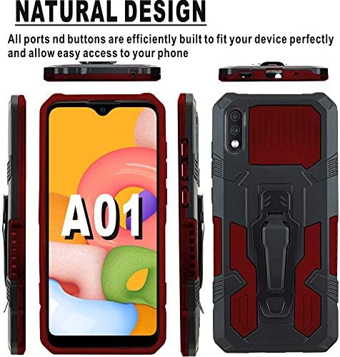 Folmeikat Samsung Galaxy A01 Case, com protetor de tela HD Protetor de grau militar com clipe de cinto e capa de telefone de proteção