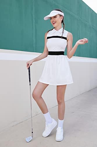 Vestido de tênis de golfe para mulheres Hotloox com shorts Pocket UPF 50+ vestido de exercício polo sem mangas S-xxl