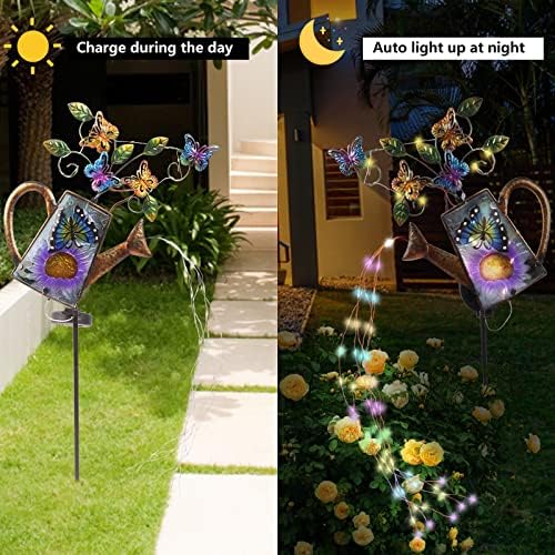 A rega solar da fastrugada pode iluminar luzes de jardim solares ao ar livre, decoração de jardim ao ar livre, decoração de flores,
