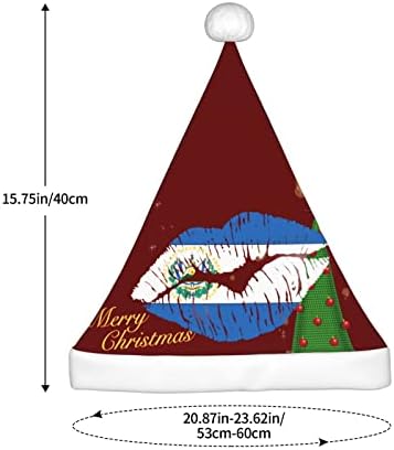 El Salvador Flag Lips Funny Adults Plexh Santa Hat chapéu de Natal para mulheres e homens chapéu de férias de Natal