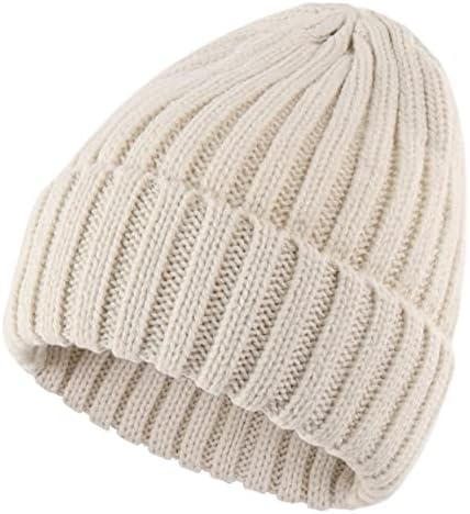 Connectyle feminino knit com mangueira chapéu de gorro esticado com nervura acílica Bap de esqui de inverno