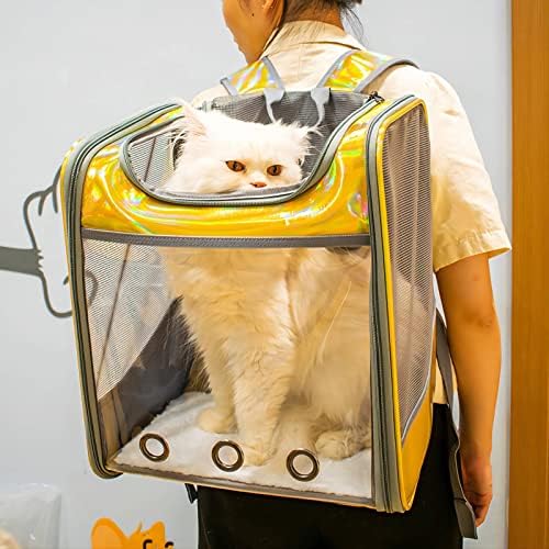 Bolsa de transportadora de mochila de gato, transportadora de mochila para cães pequenos, suporte de fivela, dobrável | Projetado para viagens, caminhadas, caminhada e uso ao ar livre, BG-001