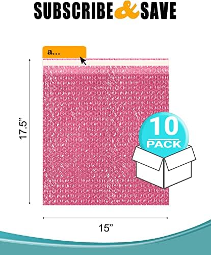 Sacos de bolha anti-estática APQ 15 x 17,5 polegadas, pacote de 10 bolsas de bolha de self-self de vedação rosa, sacos de