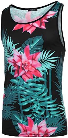 Coofandy Men Floral Tank Top Top camisetas sem mangas em toda a impressão Casual Sport Gym T-shirts Hawaii Beach férias