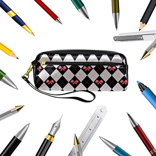 Caixa de lápis Guerotkr, bolsa de lápis, capa de caneta, bolsa de caneta, bolsa de lápis pequena, cinza -laço Verifique