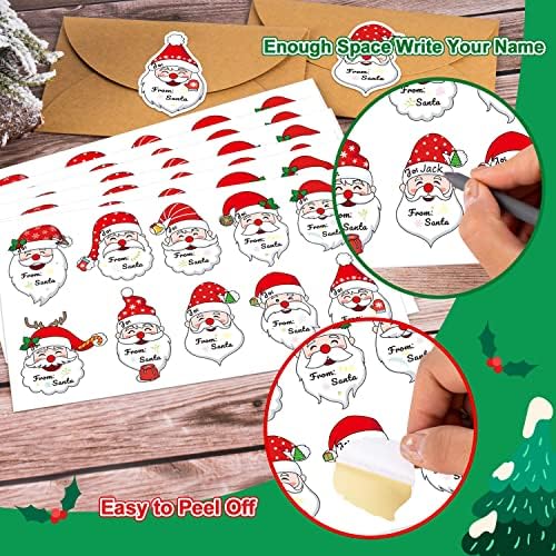 Atenção de tags de presente de natal - 180 PCs de Santa Tag Stickers Christmas Gift Nome Rótulos Adesivos Autodentadores