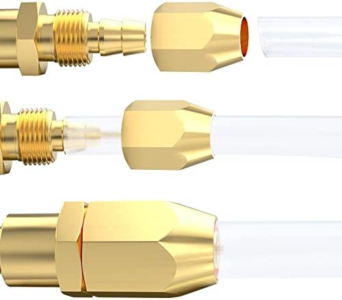 Gasher 10pcs de reposição pneumática de latão ， reutilizável encaixe de reparo de extremidade de mangueira 1/4 barb x 1/4 plugue pneumático de fluxo