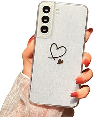 Yydsuny Compatível com a caixa Samsung Galaxy S22, Caso claro de Bling Glitter Clear Glitter para mulheres, cobertura macia