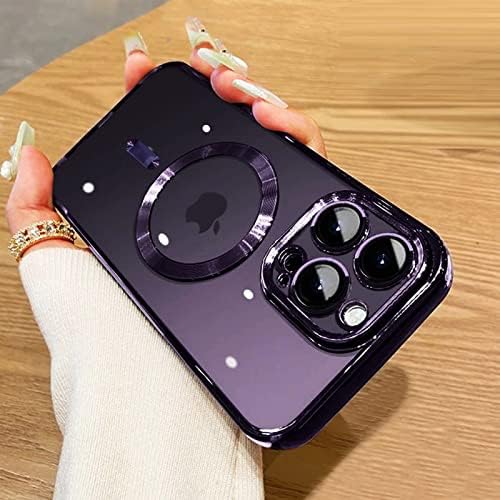 Aigomara Clear Clear Caso projetado para iPhone 14 Pro Max com lente de câmera Protetor compatível com magsafe de luxo