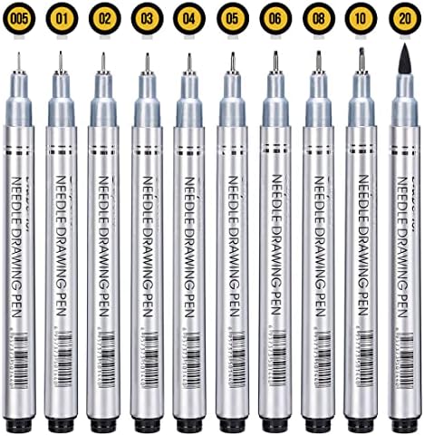 Canetas de micro -linha Dainayw, canetas de tinta FineLiner pretas, canetas multiliner de tinta à prova d'água para ilustração de