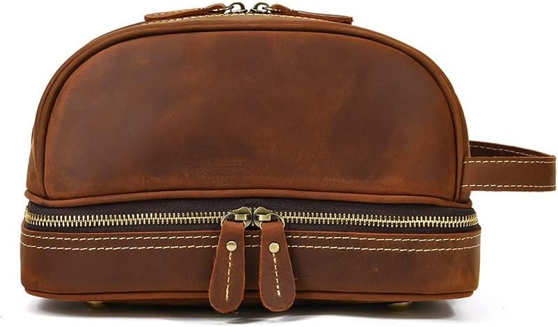 Mmllzel Cow Leather Travel Bag de maquiagem masculina Casos de cosméticos de couro genuíno masculino Male de armazenamento