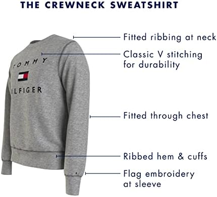 Tommy Hilfiger Men's Long Slave Fleece Logo Crewneck Sweatshirt