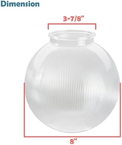 Aspen Creative 28002-75-41, 8 Lâmpada acrílica prismática clara Post Globe com 3-7/ 8 pescoço