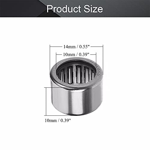 Othmro rolos de agulha, 10pcs hk1010 rolamentos de agulha desenhada xícara de rolamento de agulha de ponta de ponta de ponta de ponta de 10 mm diâmetro 14mm od 10mm largura rolamento de agulha industrial alta capacidade de transporte de carga alta