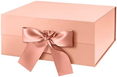Caixa de presente de alegria com fita 9x6.5x3,8 polegadas, caixa de presente magnética rosa rosa com fita, caixa de presente com