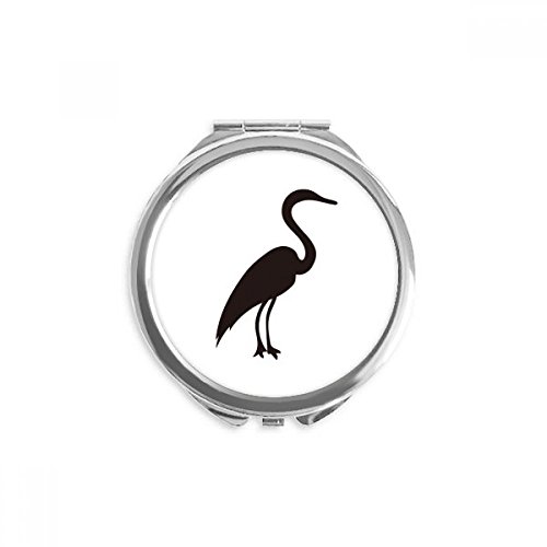 Black Grey Heron Animal Retrato Mão Compacto Espelho Redonda Vidro Portátil de Pocket