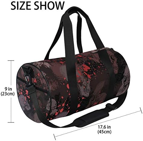 Bolsa de Duffel Skulls, sacola de viagem de lona para esportes de ginástica e durante a noite