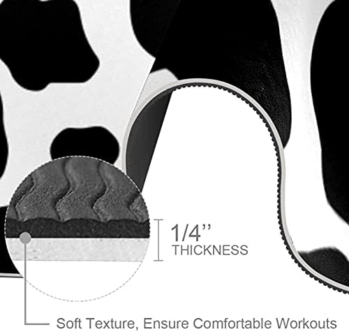 Exercício e fitness de espessura sem escorregamento 1/4 tapete de ioga com estampa de textura de vaca em preto e branco para