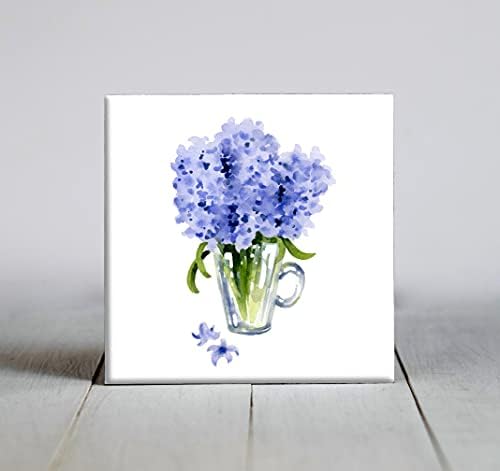 Hyacinth Bouquet Aquarela Arte Decorativa Tile