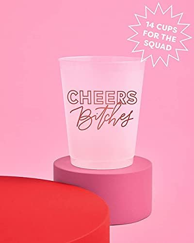 xo, Fetti Bachelorette Party Decorações futuras Sra. + Cheers Copos reutilizáveis ​​- 16 xícaras Frost Flex | Presente de chuveiro