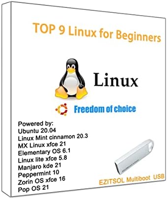 Ezitsol 32GB 9-1-1 Linux inicializável USB para Ubuntu, Linux Mint, MX Linux, Zorin OS, Linux Lite, Elementaryos etc.