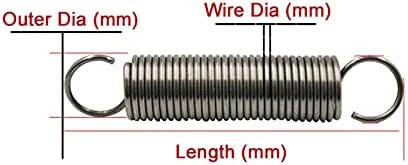 Reposição de mola de tensão metálica 1pcs extensão mola 65mn Material de aço Extensão Diâmetro da mola de 4,0 mm de diâmetro externo